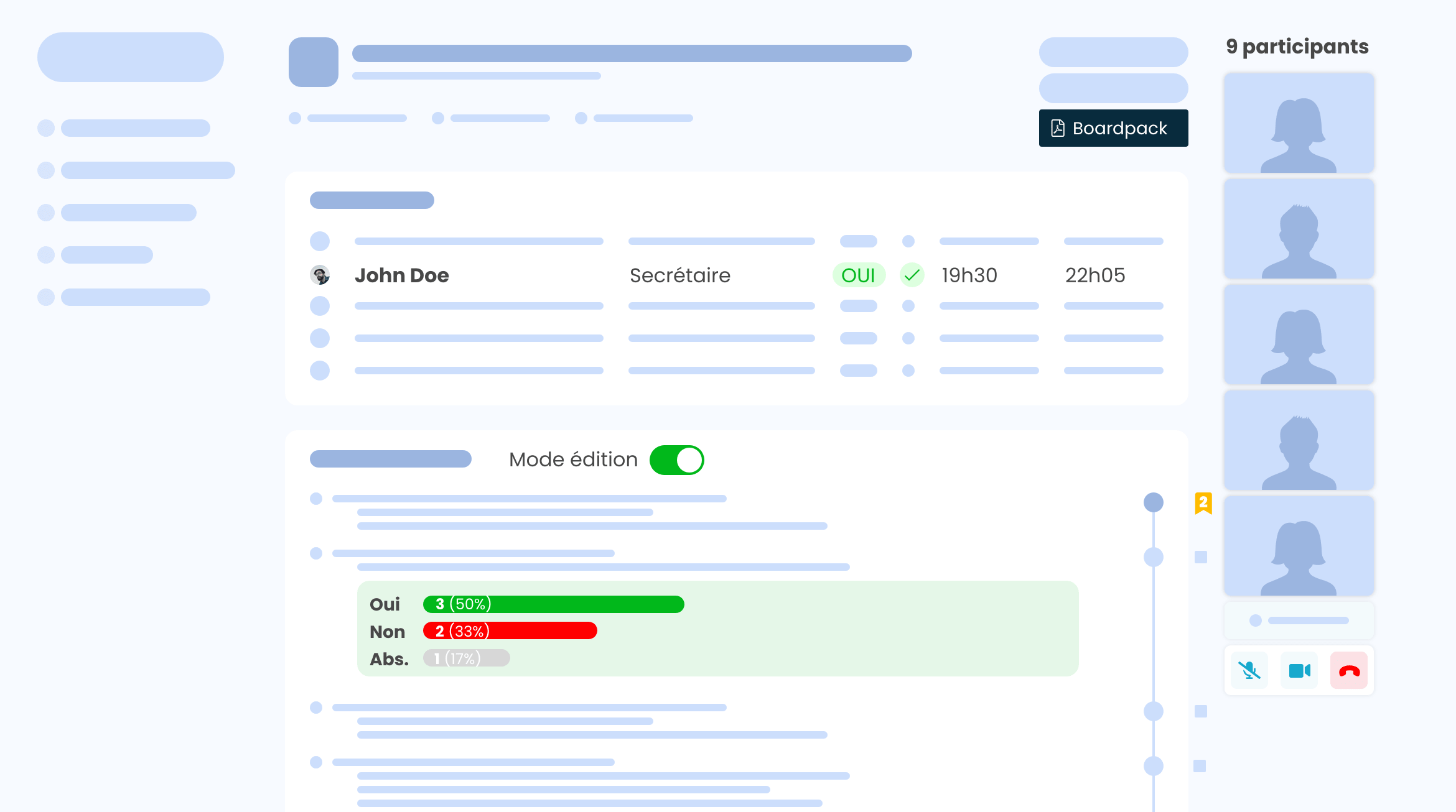 Agenda editor mock-up.